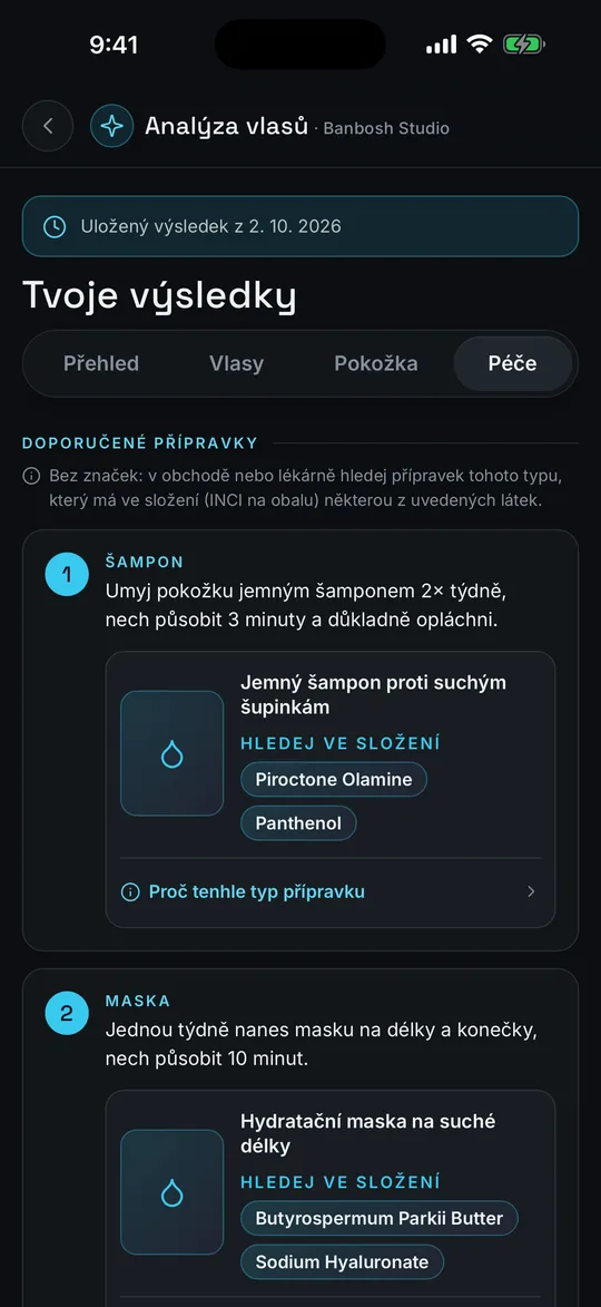 Doporučené typy přípravků s účinnými látkami ve složení