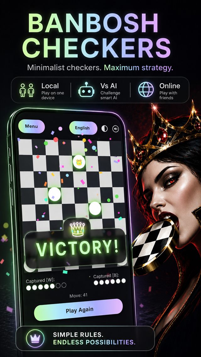 Banbosh Checkers — minimalist checkers, maximum strategy