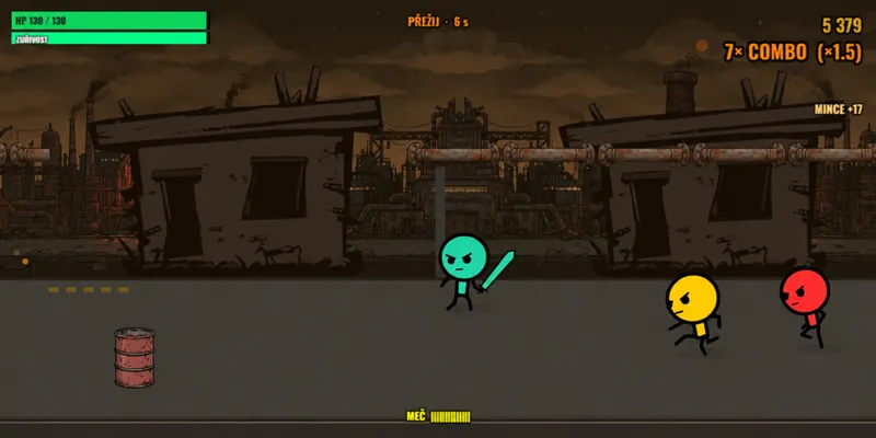 The hero with a sword in the wrecked outskirts