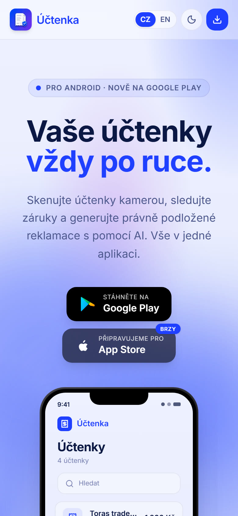 Účtenka app